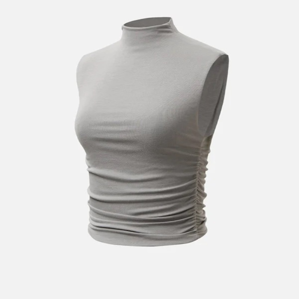 OGL Gray Mock Neck Ruched Tank Top